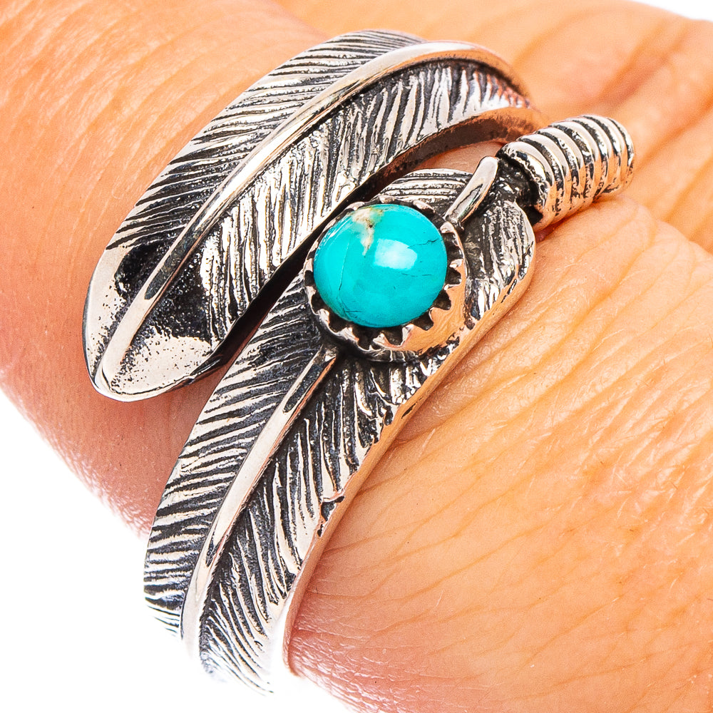 Arizona Turquoise Native Style Leaf Ring Size 8 (.925 Sterling Silver)