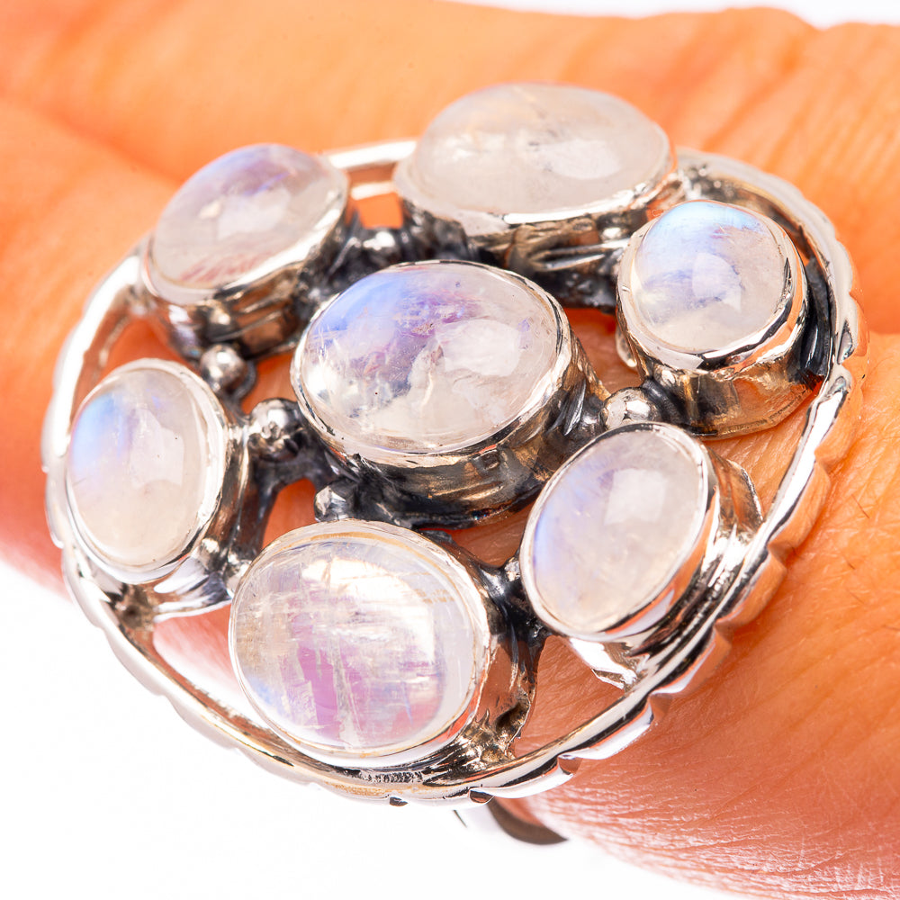 Large Rainbow Moonstone Ring Size 7.5 (925 Sterling Silver) R140769