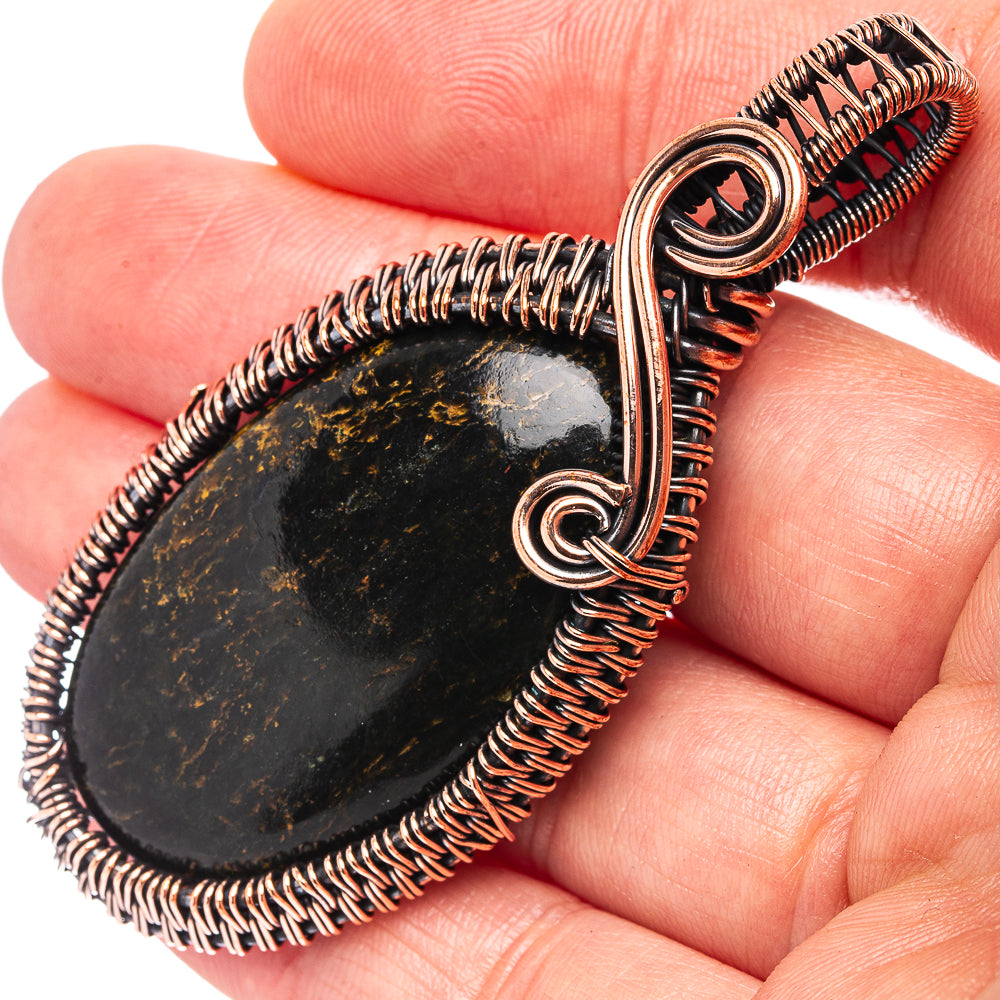 Pietersite Wire Wrap Pendant 2 5/8" (Oxidized Copper)