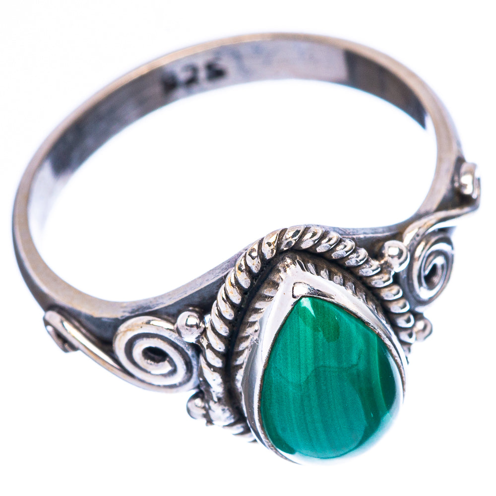 Malachite Dainty Ring Size 7 (925 Sterling Silver) R5164