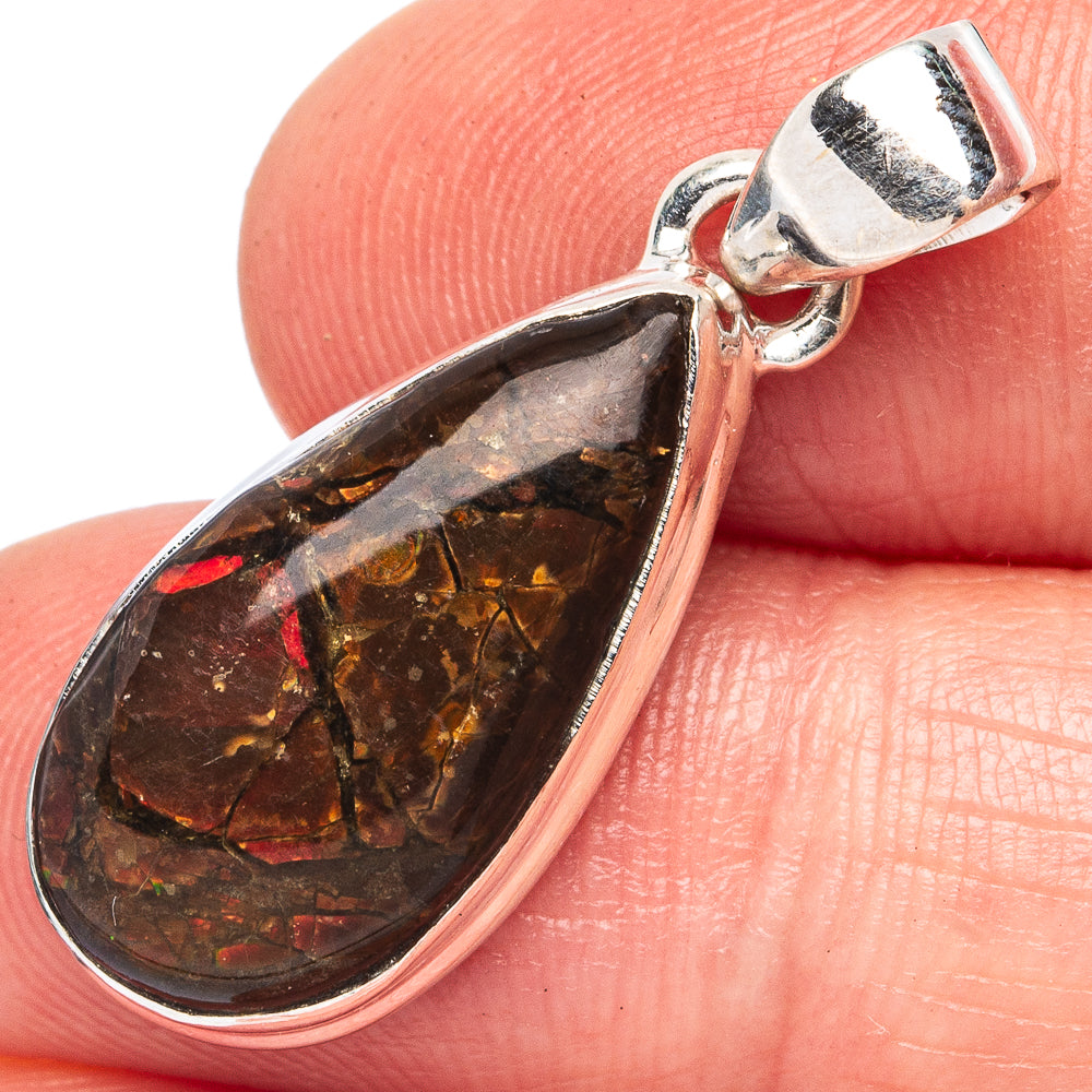 Rare Ammolite Pendant 1 1/4" (925 Sterling Silver) P43404