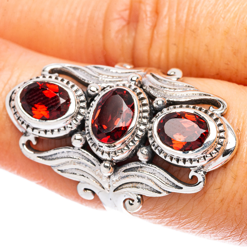 Garnet Ring Size 7.25 (925 Sterling Silver) R3362
