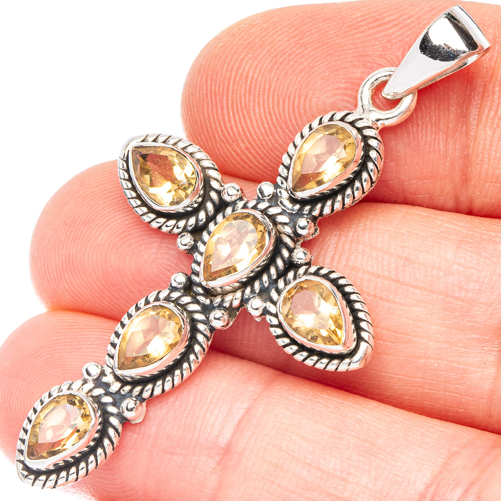 Faceted Citrine Pendant 1 7/8" (925 Sterling Silver) P43825