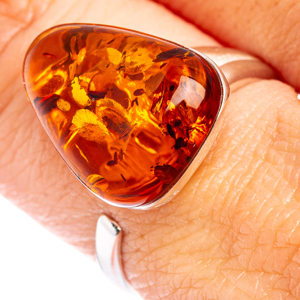 Baltic Amber Ring Size 5 Adjustable (.925 Sterling Silver)