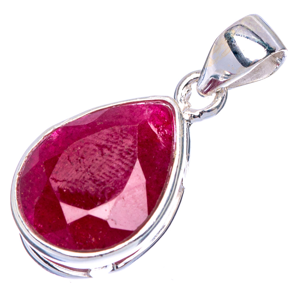 Glass Filled Ruby Pendant 1 1/8" (925 Sterling Silver) P40504