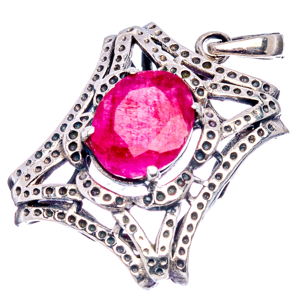 Red Sillimanite Pendant 1 1/8" (.925 Sterling Silver)