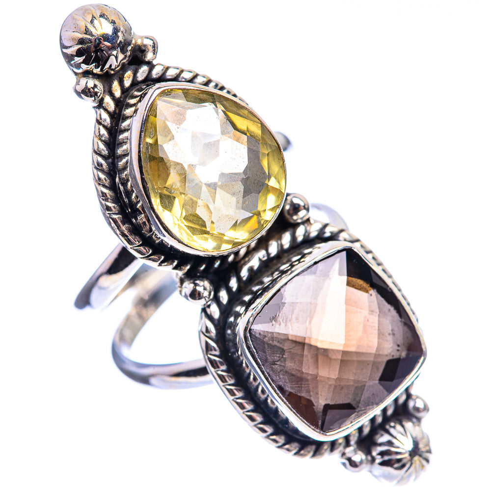 Large Smoky Quartz, Citrine Ring Size 7 (925 Sterling Silver) R143003