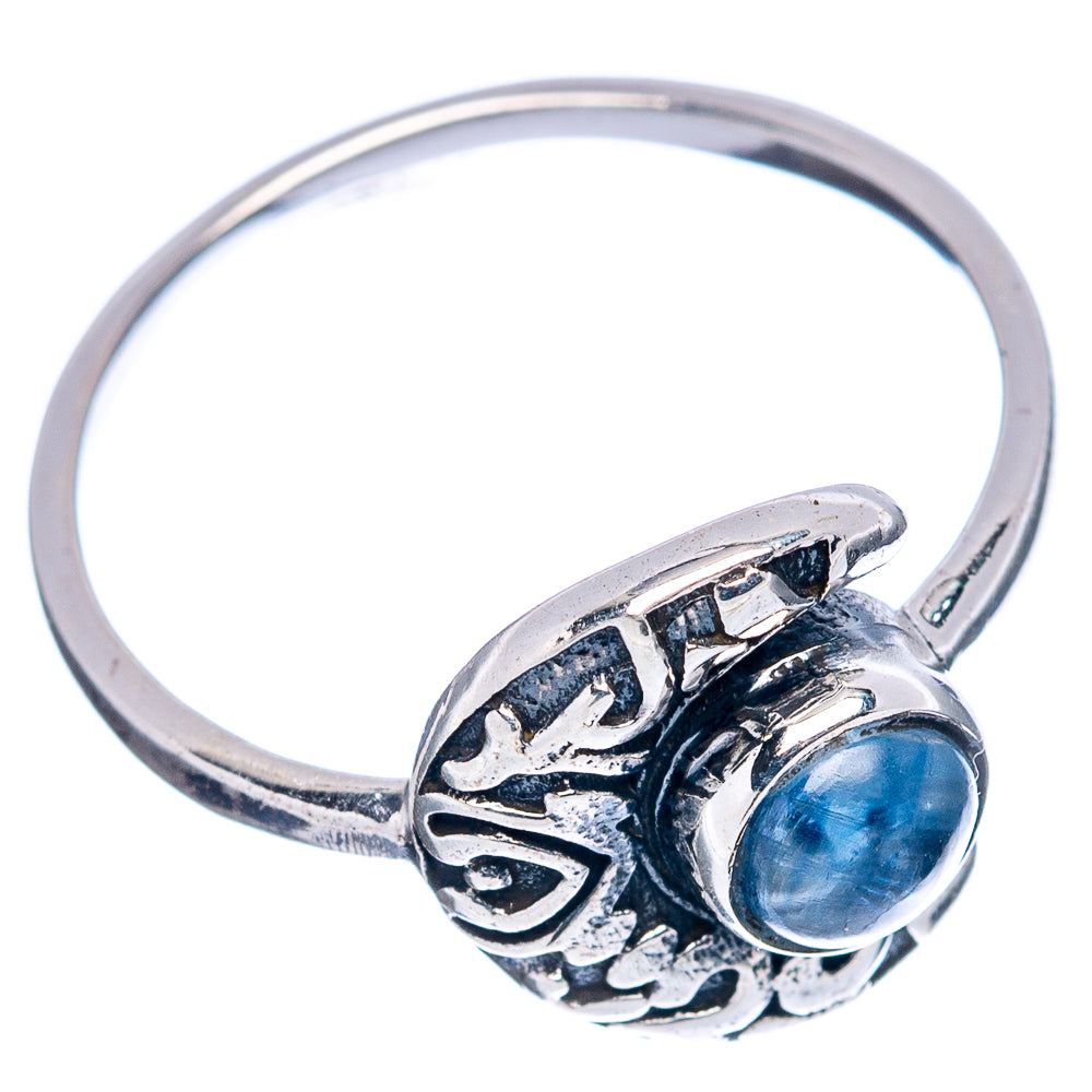 Kyanite Moon Dainty Ring Size 7.75 (.925 Sterling Silver)
