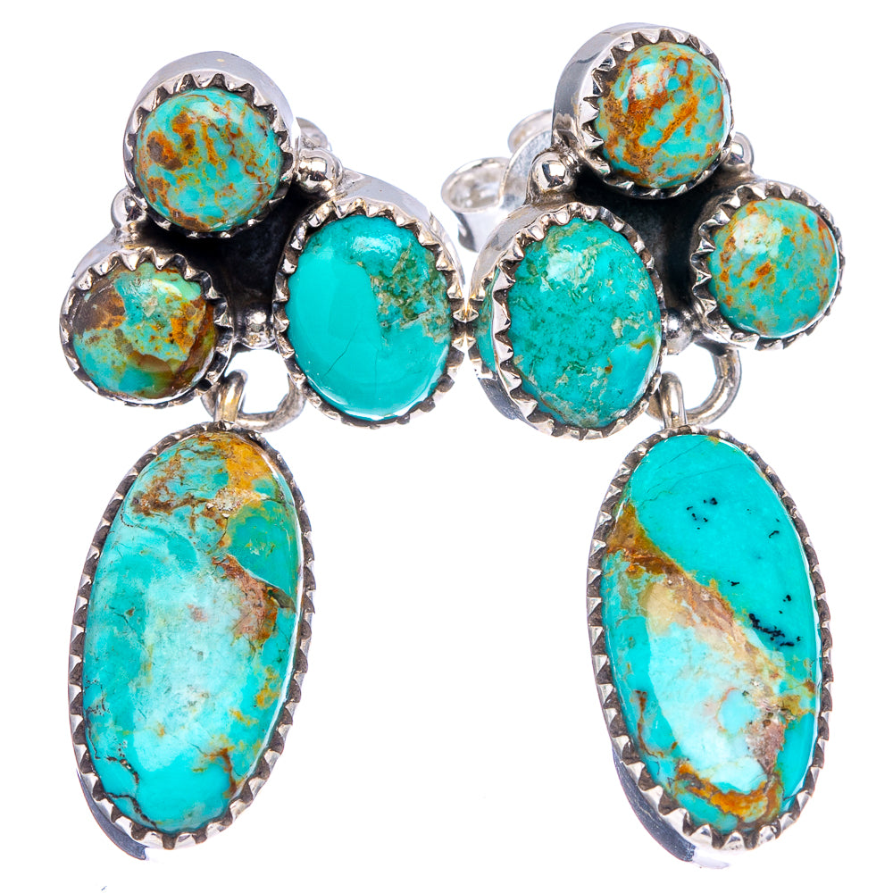 Mohave Turquoise Earrings 1 1/2" (.925 Sterling Silver)