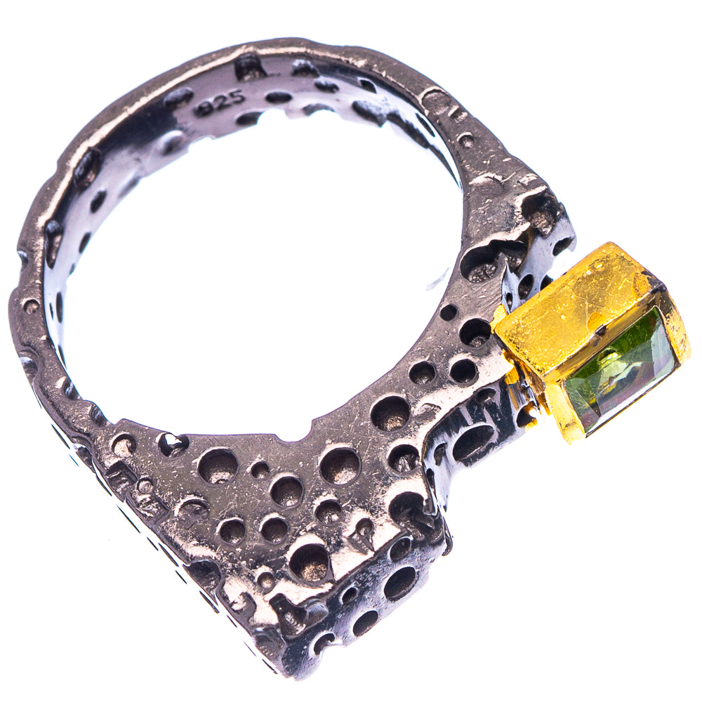 Peridot Black Rhodium Plated Ring Size 6.75 (.925 Sterling Silver)