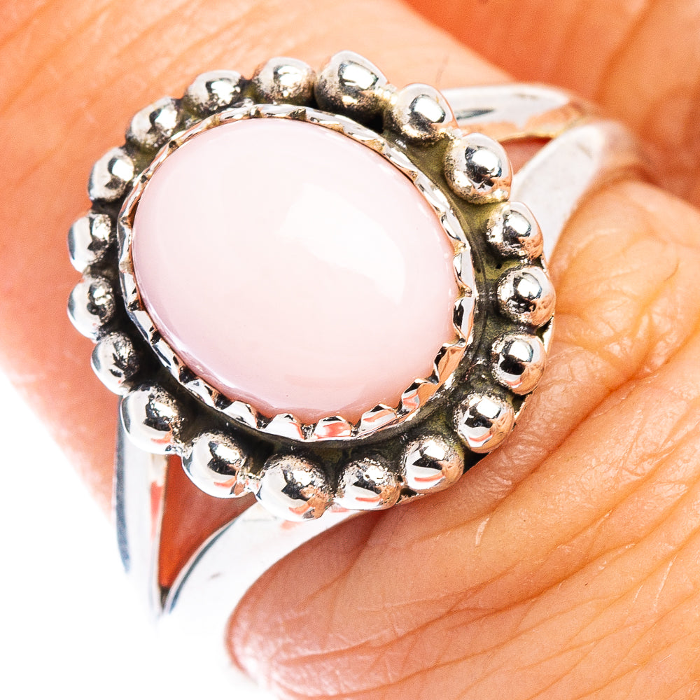 Pink Opal Native Style Ring Size 7 (.925 Sterling Silver)