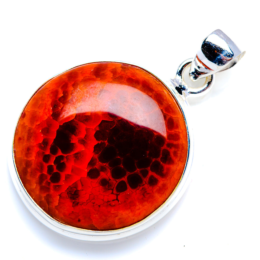 Fire Crab Agate 925 Sterling Silver Pendant 1 1/2" (925 Sterling Silver) PD38345