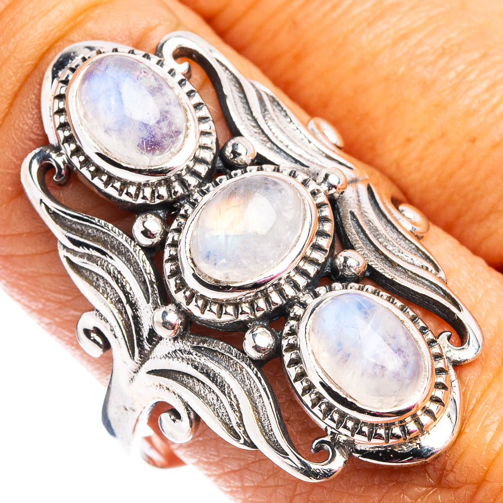 Rainbow Moonstone Ring Size 10 (.925 Sterling Silver)