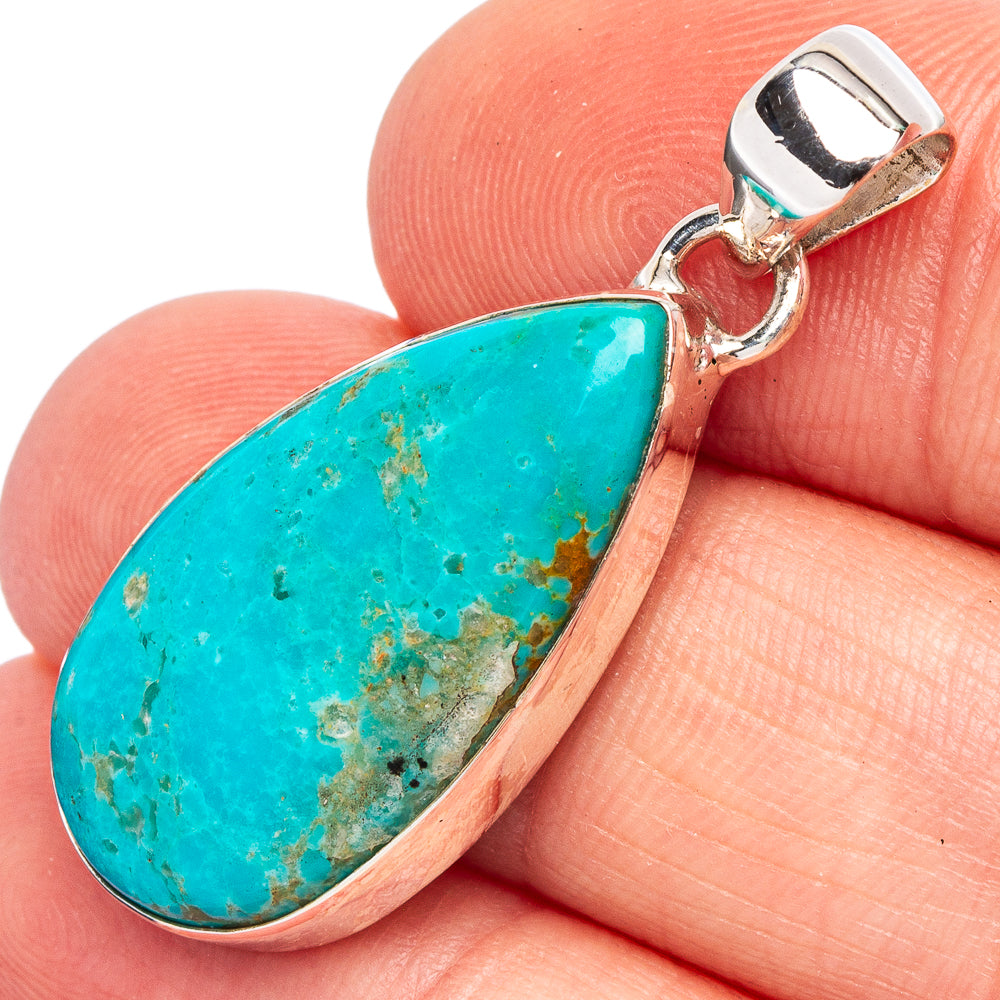 Rare Kingman Turquoise Pendant 1 3/8" (925 Sterling Silver) P44983
