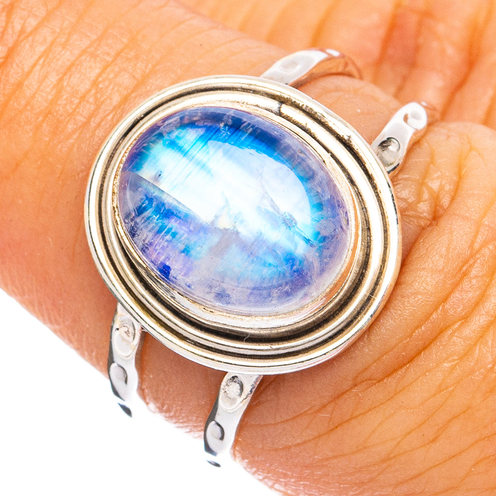 Rainbow Moonstone Ring Size 7 (925 Sterling Silver) R8327