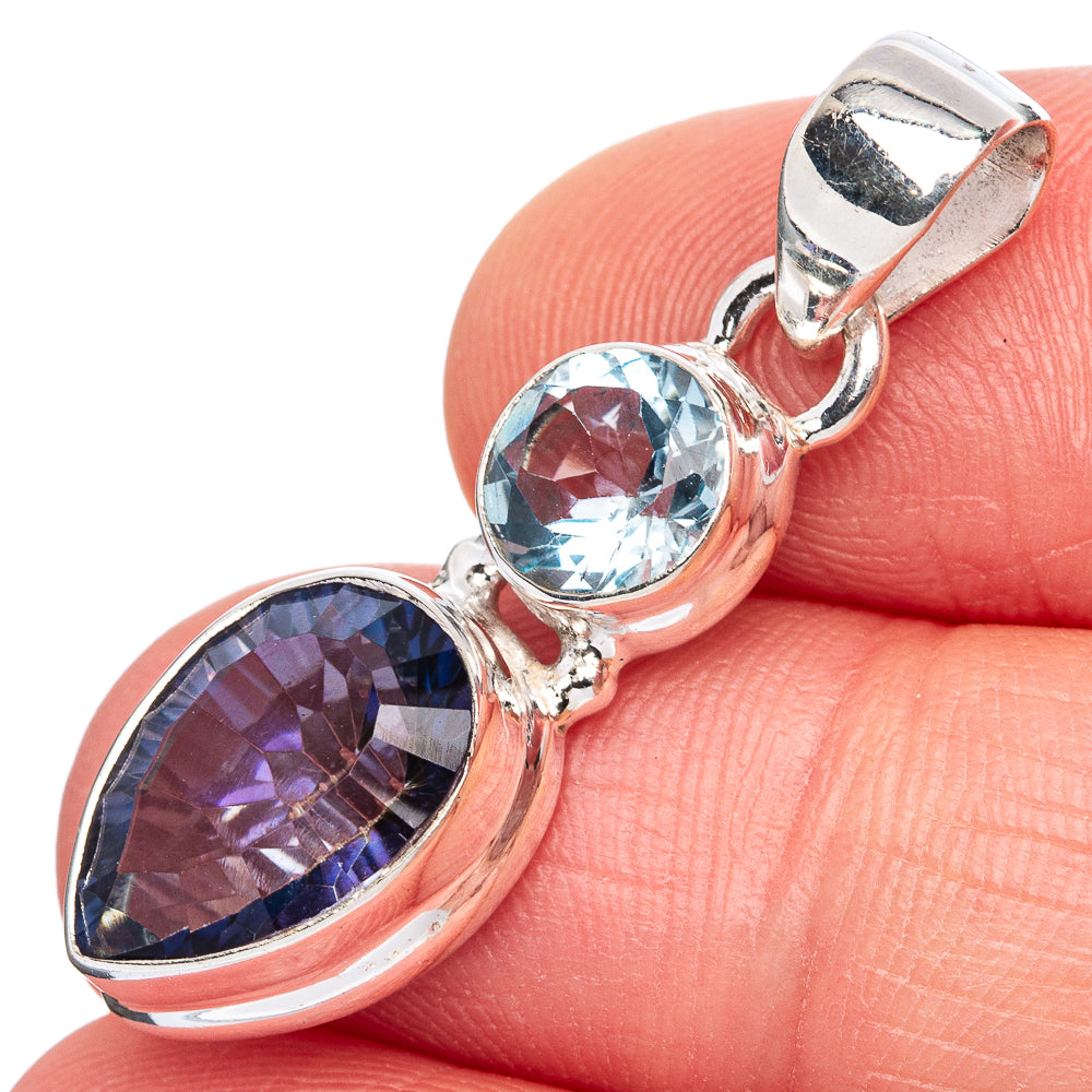 Value Blue Mystic Topaz, Blue Topaz Pendant 1 3/8" (925 Sterling Silver) P42129