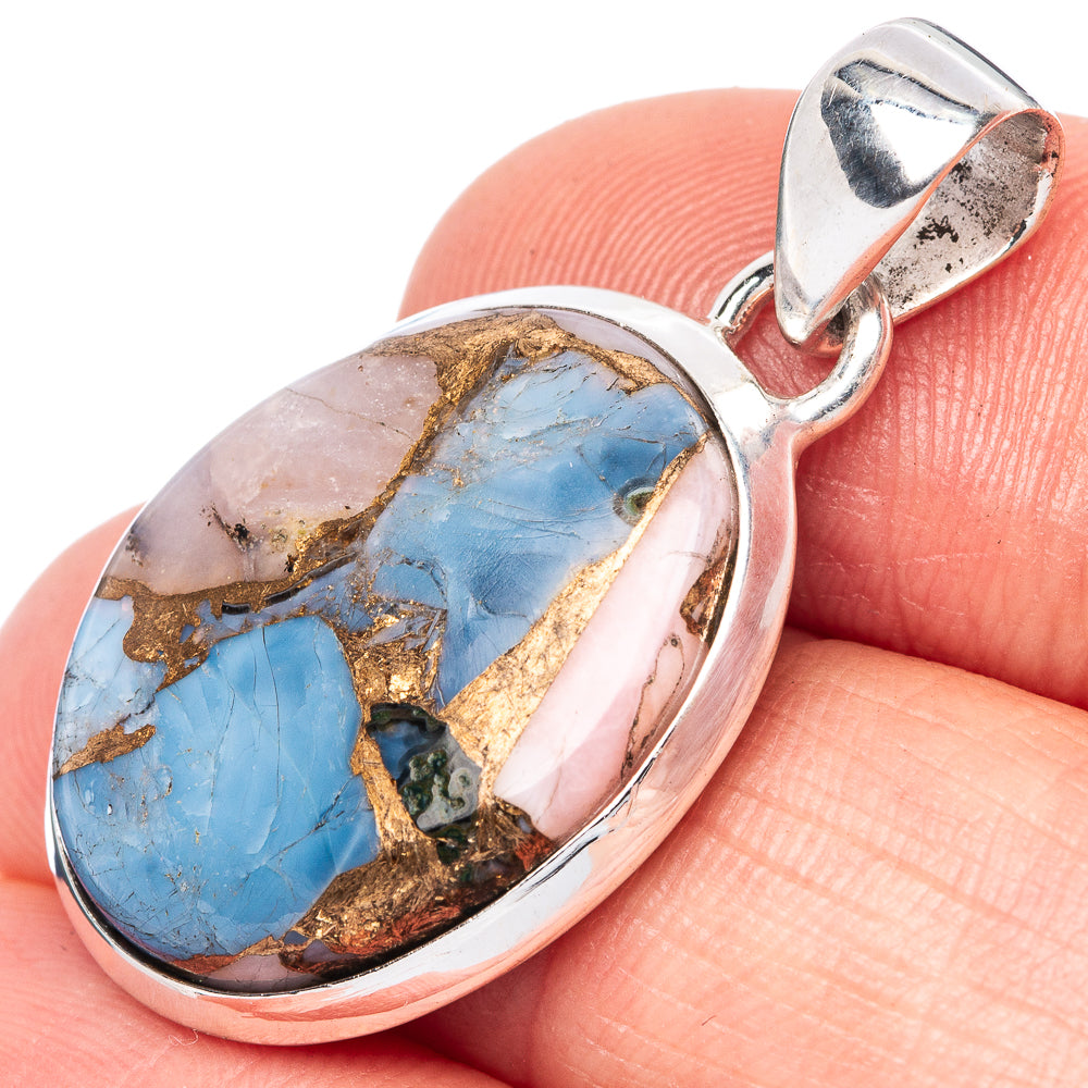 Pink Opal In Kyanite Pendant 1 3/8" (925 Sterling Silver) P42525