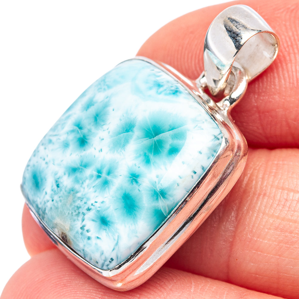 Rare Larimar Pendant 1 1/4" (.925 Sterling Silver)