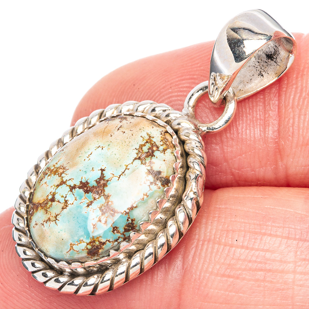 Rare Golden Hills Turquoise 925 Sterling Silver Pendant 1 3/8" (925 Sterling Silver) P41936