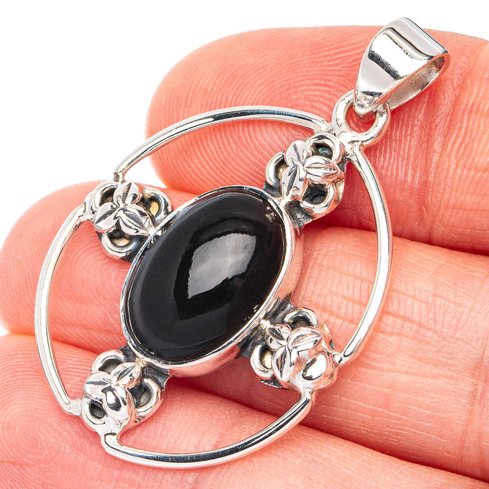 Premium Black Onyx Pendant 1 1/2" (925 Sterling Silver) P45039