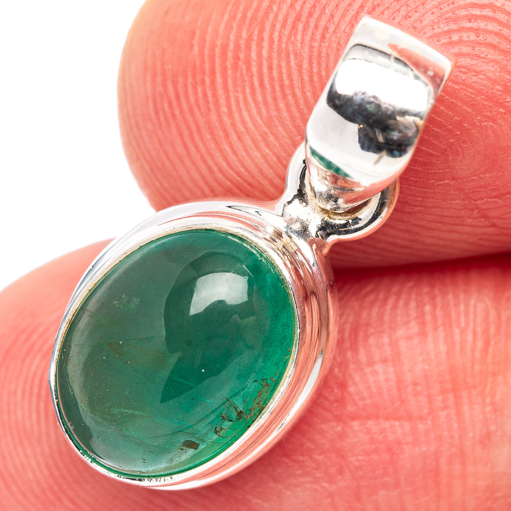 Rare Premium Zambian Emerald Pendant 7/8" (.925 Sterling Silver)