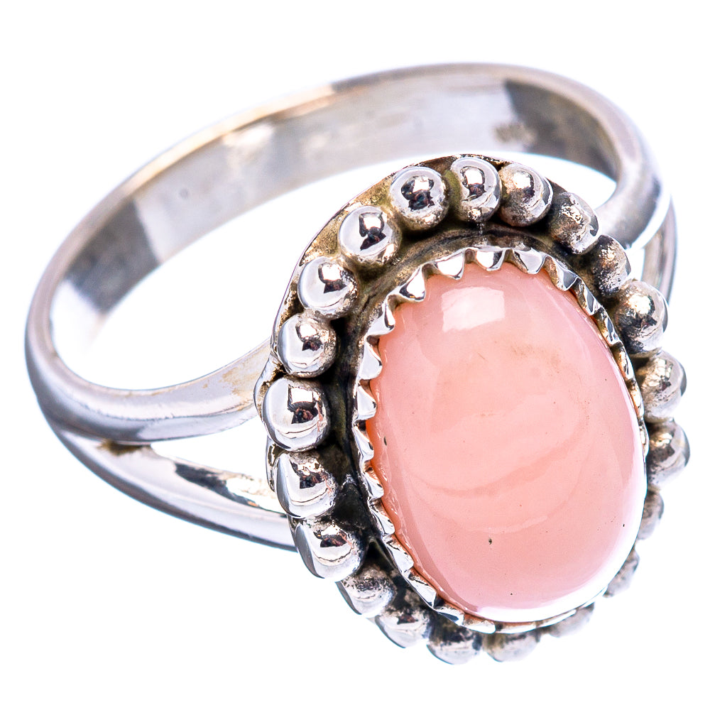 Pink Opal Native Style Ring Size 7.25 (.925 Sterling Silver)