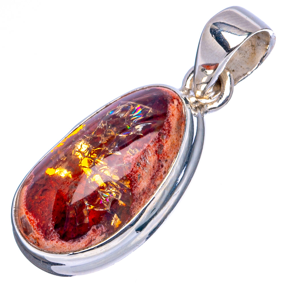 Rare Mexican Fire Opal Pendant 1 1/8" (.925 Sterling Silver)