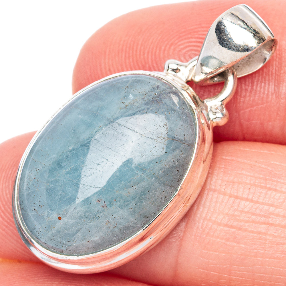 Natural Aquamarine 925 Sterling Silver Pendant 1 1/4" (925 Sterling Silver) P41882