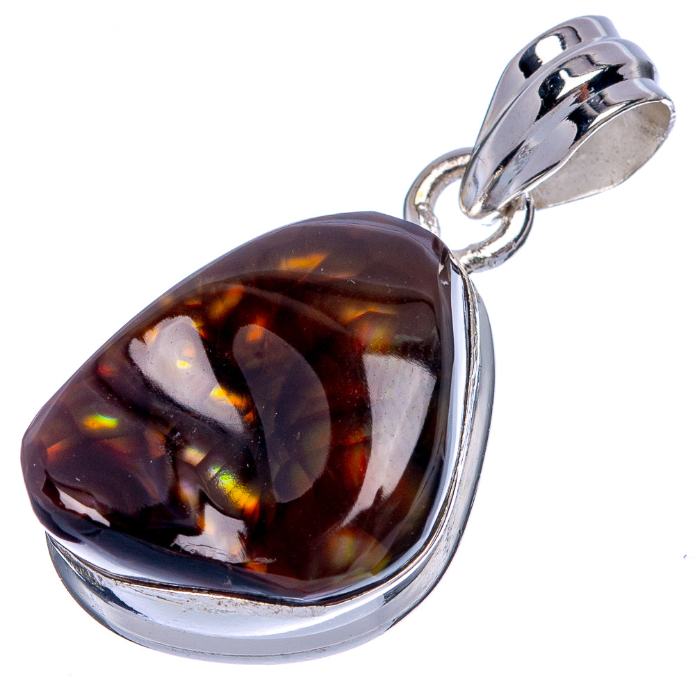 Rare Mexican Fire Agate Pendant 1 1/4" (925 Sterling Silver) P39993