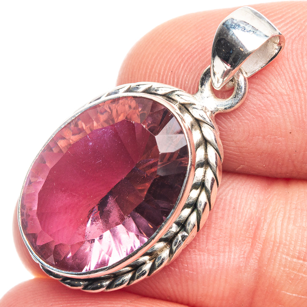 Faceted Color Change Alexandrite (Lab.) Pendant 1 1/4" (925 Sterling Silver) P39164