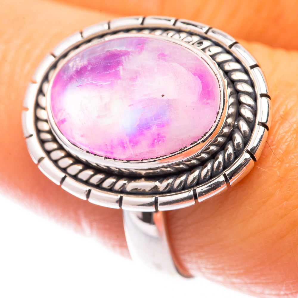 Pink Moonstone Ring Size 7.75 (925 Sterling Silver) R140944