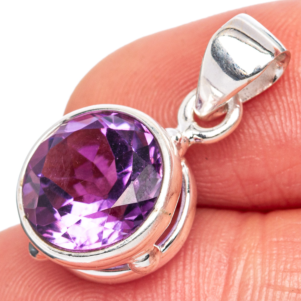 Value Faceted Amethyst Pendant 7/8" (925 Sterling Silver) P42032