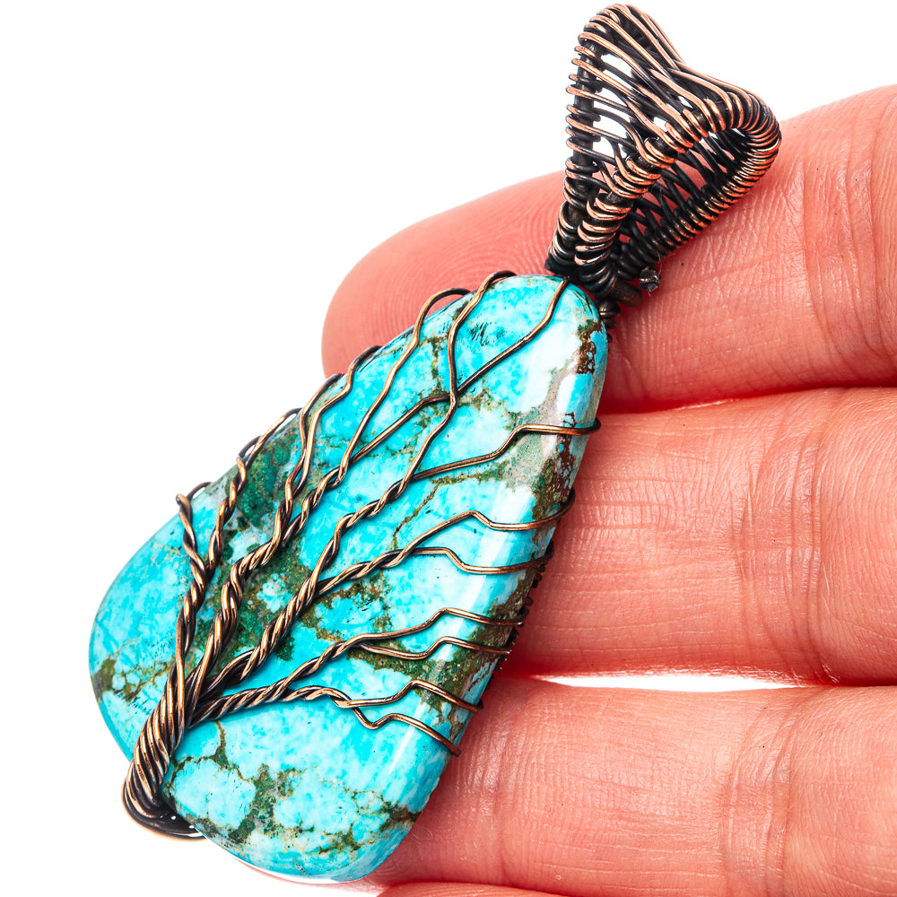 Turquoise Tree of Life Pendant 2 1/4" (Oxidized Copper)