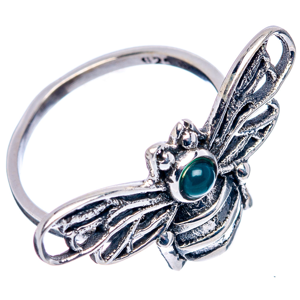 Green Onyx Bee Dainty Ring Size 6.75 (.925 Sterling Silver)