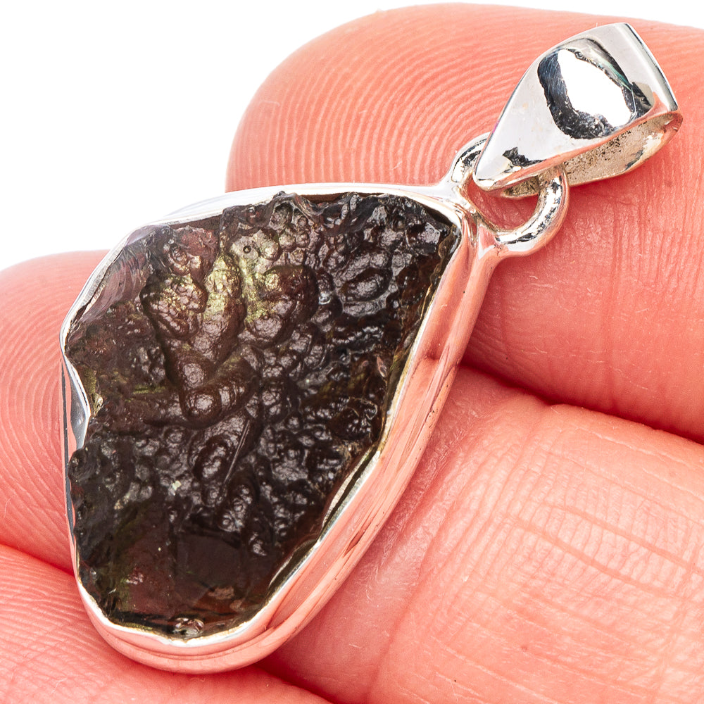 Rare Moldavite Pendant 1 1/4" (925 Sterling Silver) P44190
