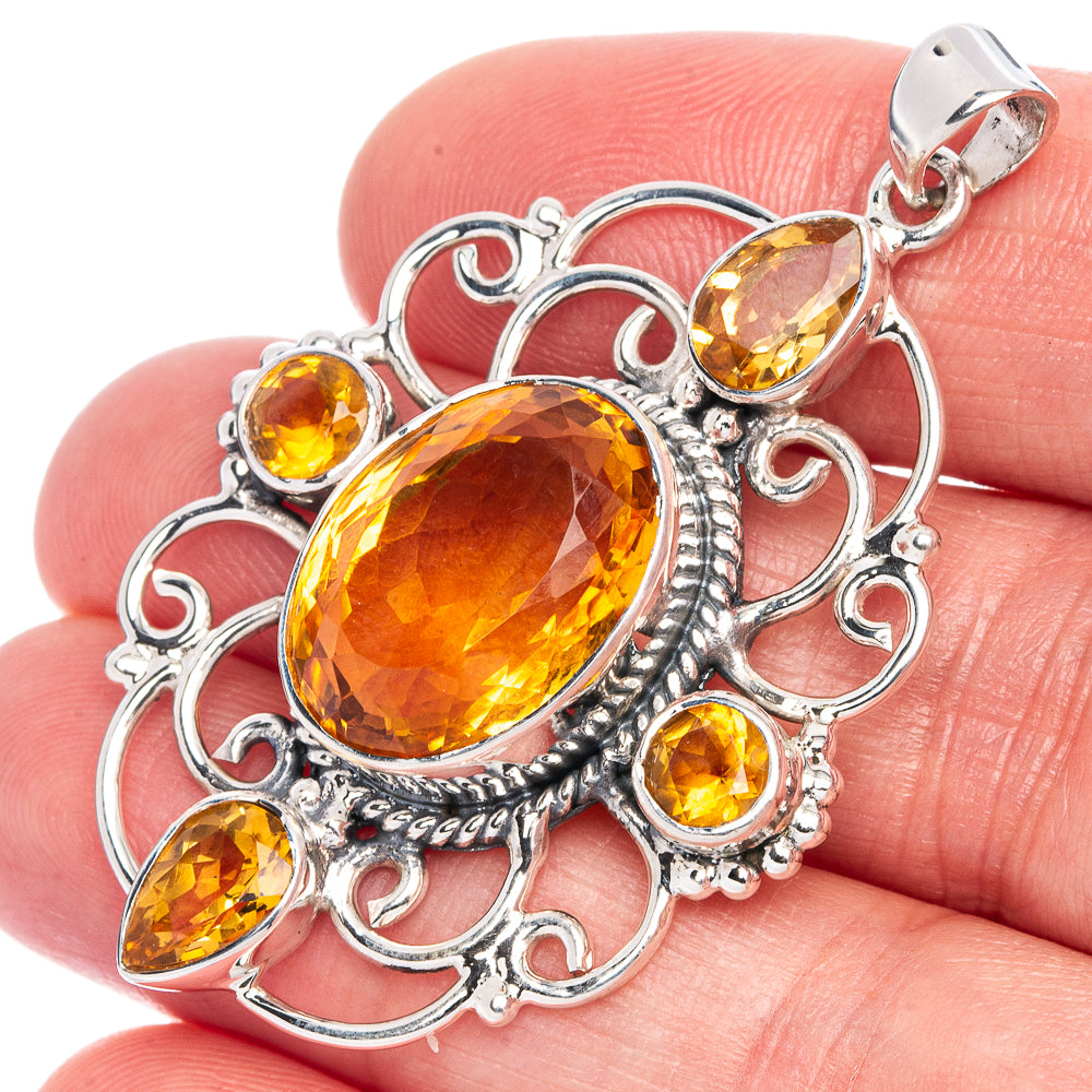 Signature Faceted Citrine Pendant 2" (925 Sterling Silver) P41191