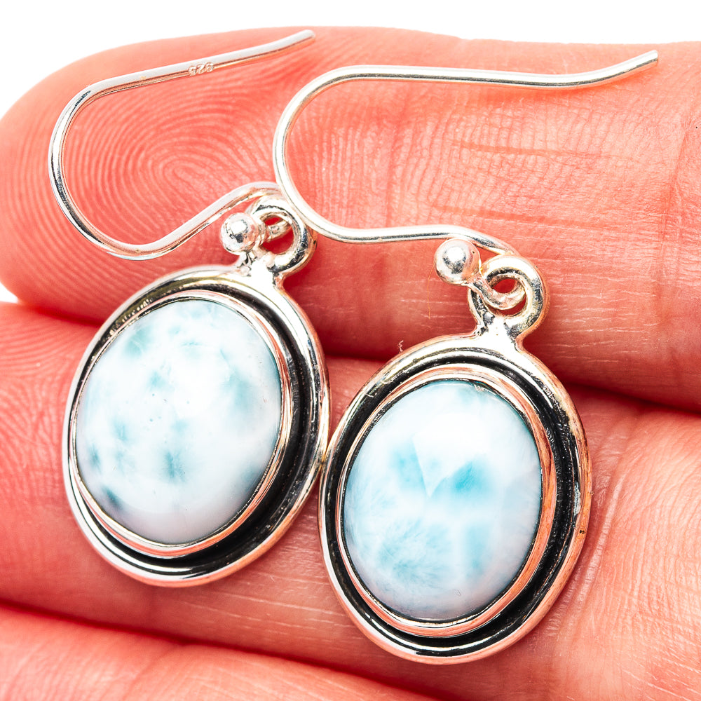 Larimar Earrings 1 3/8" (.925 Sterling Silver)