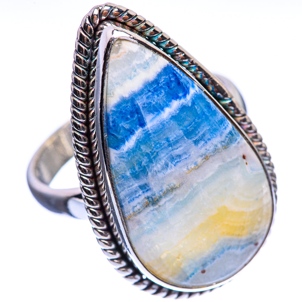 Blue Scheelite Ring Size 8.25 (925 Sterling Silver) R142926