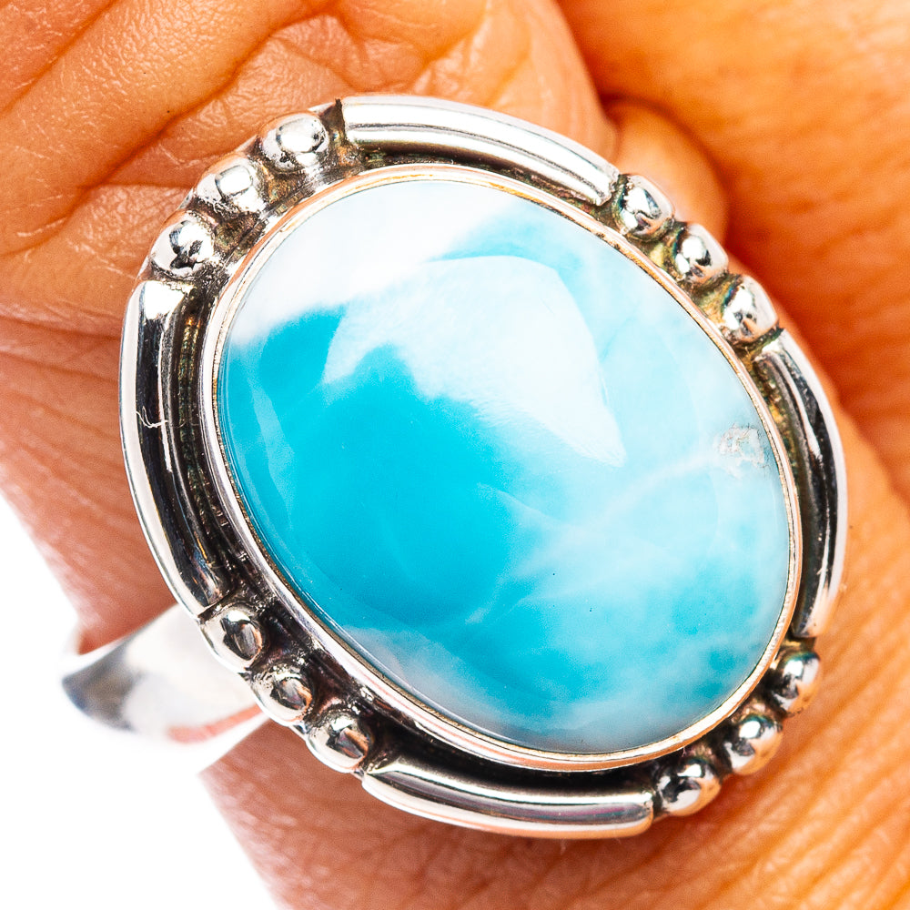Premium Rare Larimar Ring Size 8.75 (.925 Sterling Silver)