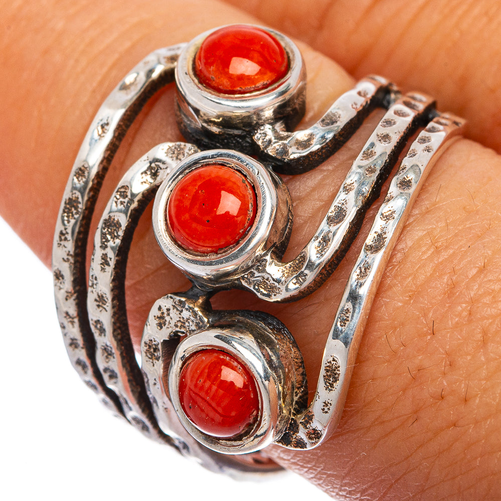 Red Coral Ring Size 9.75 (925 Sterling Silver) R145331