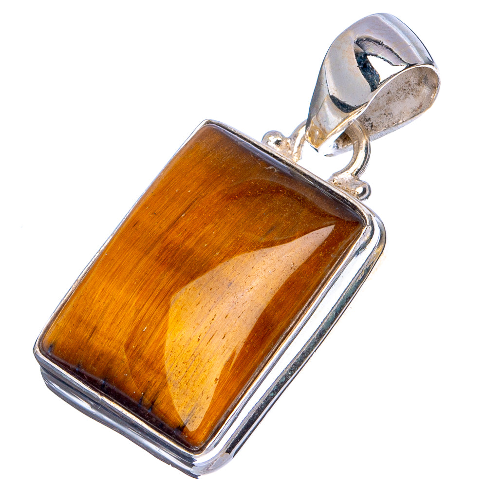 Tiger Eye Pendant 1 1/8" (.925 Sterling Silver)