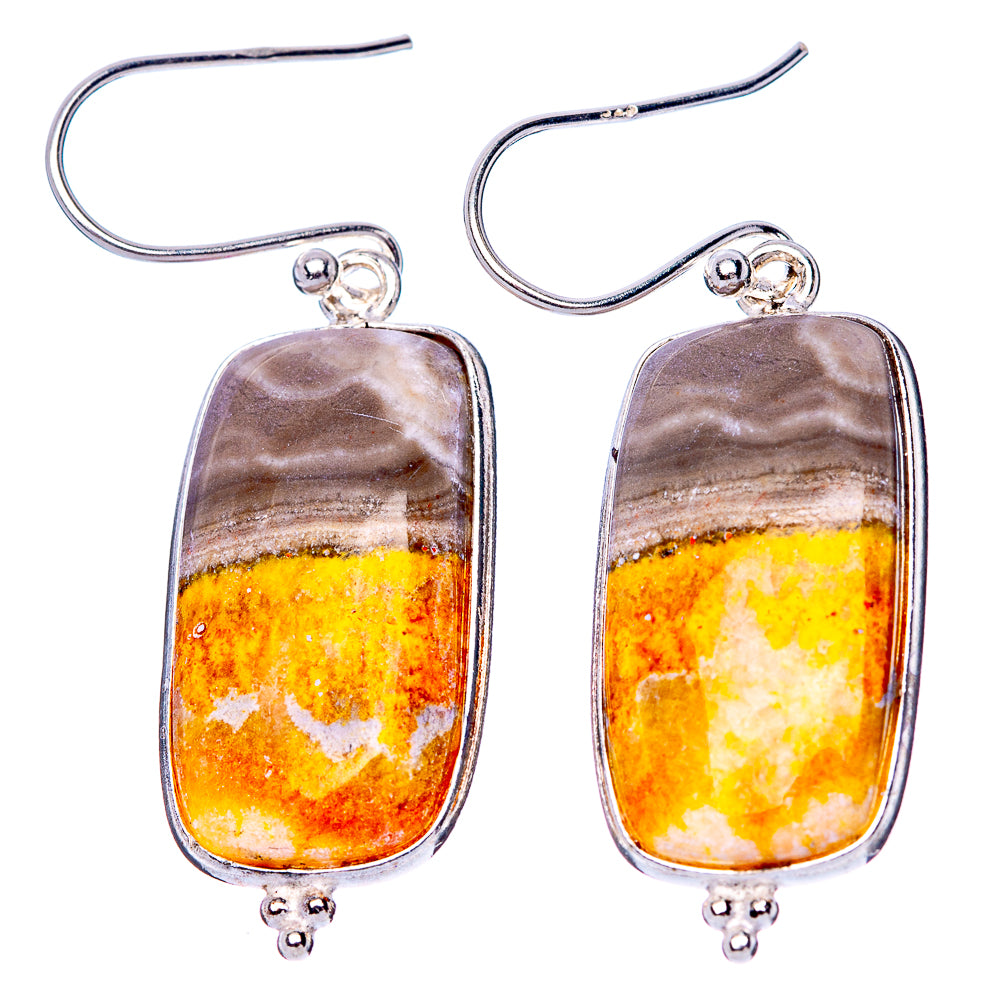 Bumble Bee Jasper Earrings 1 5/8" (925 Sterling Silver) E1481