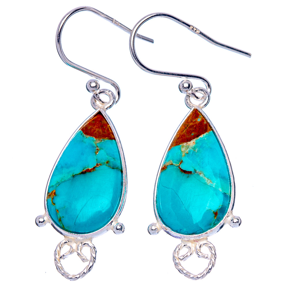 Kingman Turquoise Earrings 1 5/8" (925 Sterling Silver) E1703