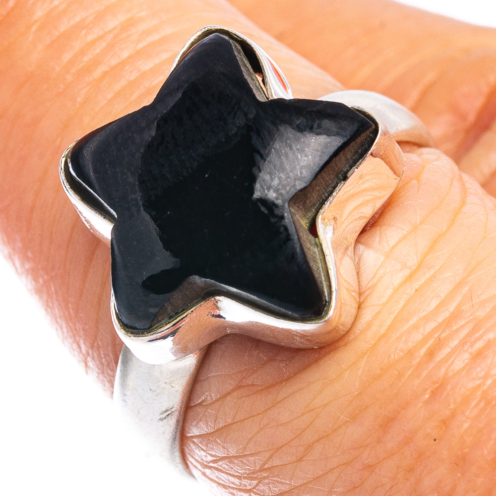 Black Onyx Star Ring Size 7.25 (.925 Sterling Silver)