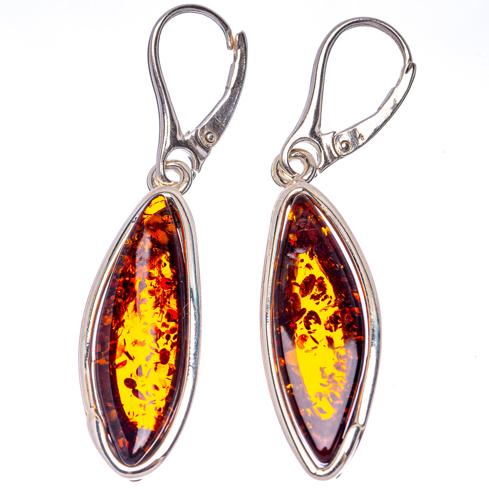 Baltic Amber Earrings 2 1/8" (925 Sterling Silver) E1089