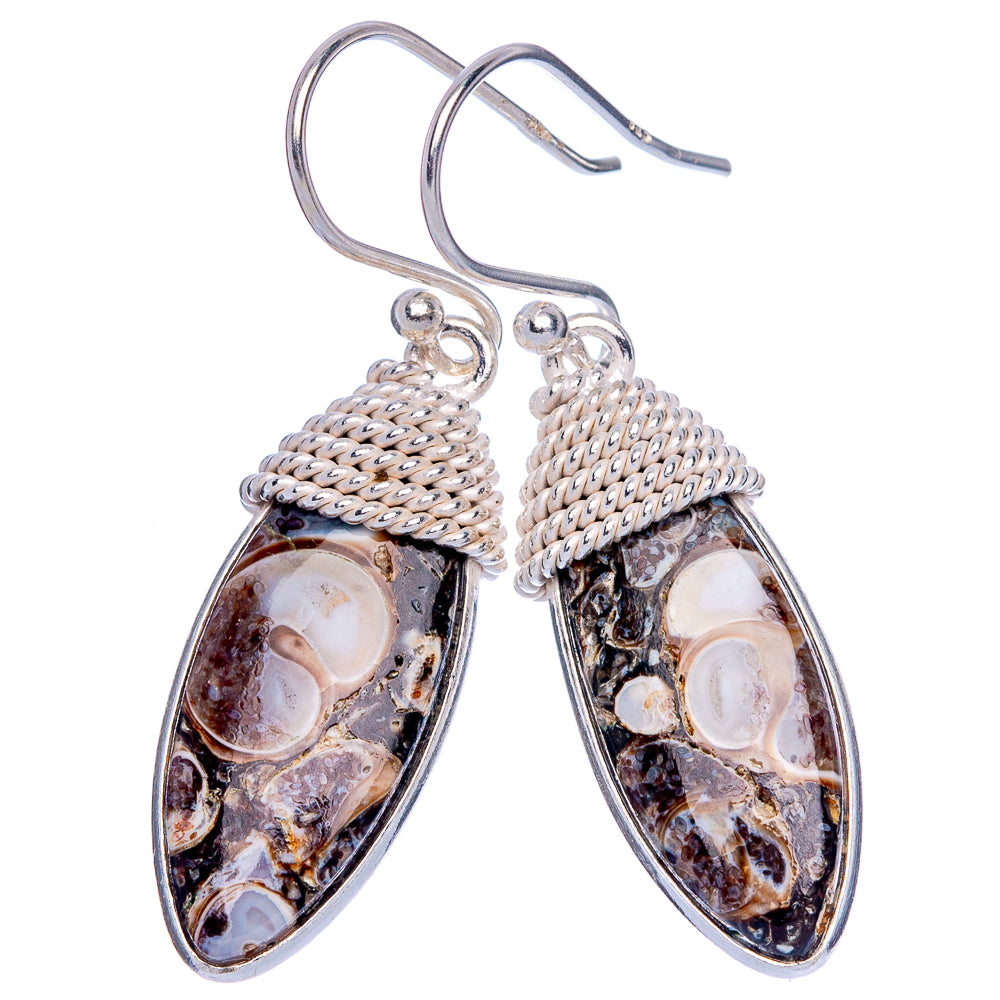 Turritella Agate Earrings 1 1/2" (925 Sterling Silver) E433260