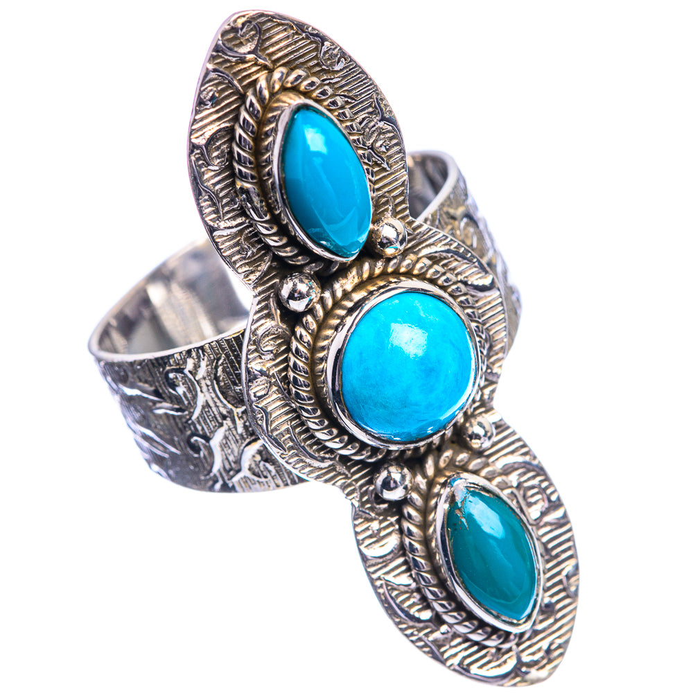 Large Sleeping Beauty Turquoise 925 Sterling Silver Ring Size 9.75