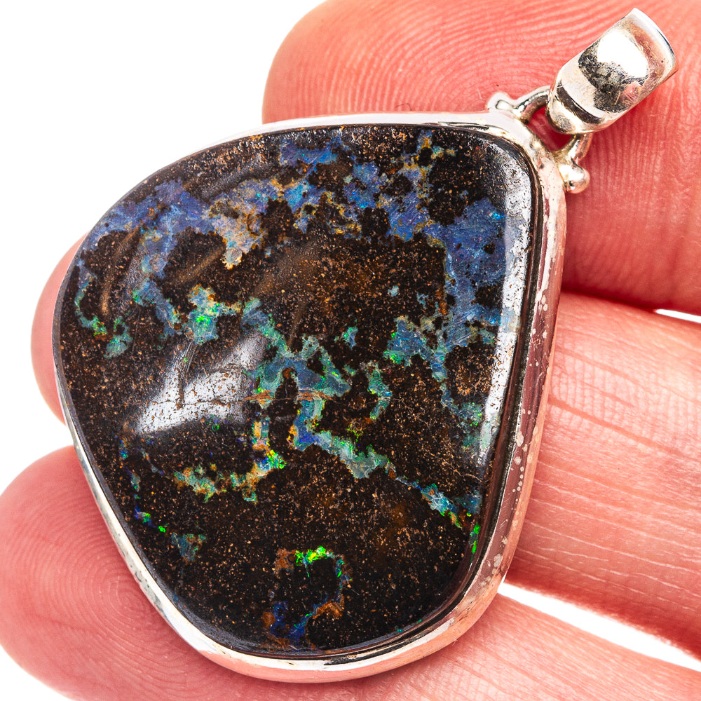 Rare Boulder Opal Pendant 1 5/8" (.925 Sterling Silver)