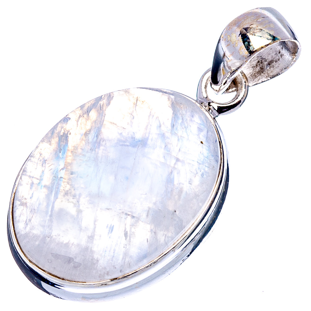 Rainbow Moonstone Pendant 1 3/8" (.925 Sterling Silver)