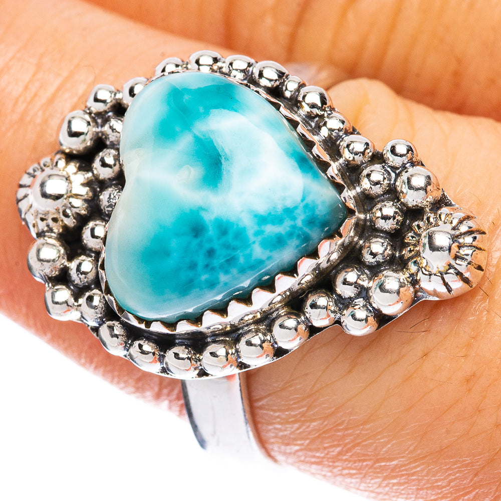 Larimar Heart Ring Size 8.5 (925 Sterling Silver) R2373
